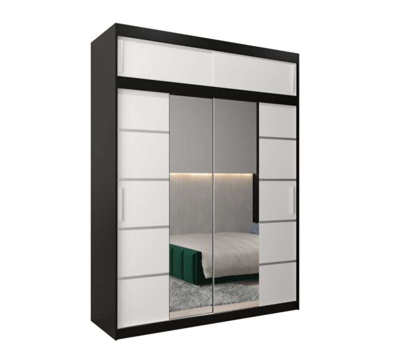 Szafa przesuwna Abiks Verona 4 180 czarny + biały z nadstawką 1 szt.