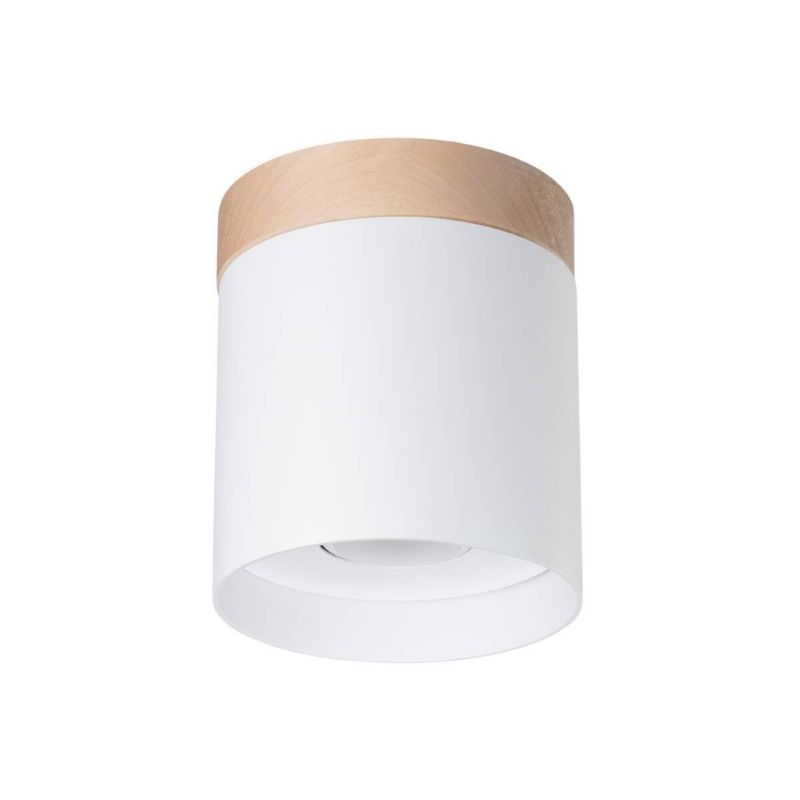 Spot Sollux Lighting Rif biały naturalne drewno 1 x GU10 x 10W IP20 wym: 14 x 12 x 12 cm - 1 szt.