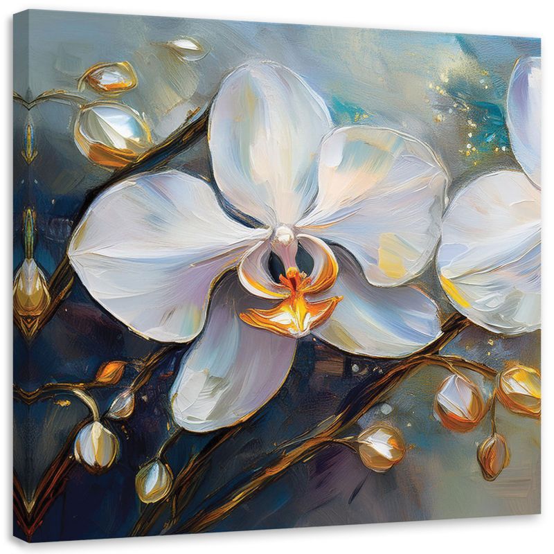 Obraz na płótnie Feeby Storczyki Białe Kwiaty 30x30cm 1szt