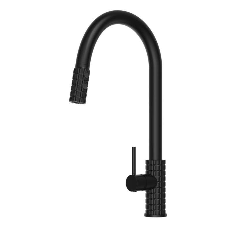 Bateria kuchenna Granitan snake pro czarna kran z wyciąganą wylewką 1 szt.