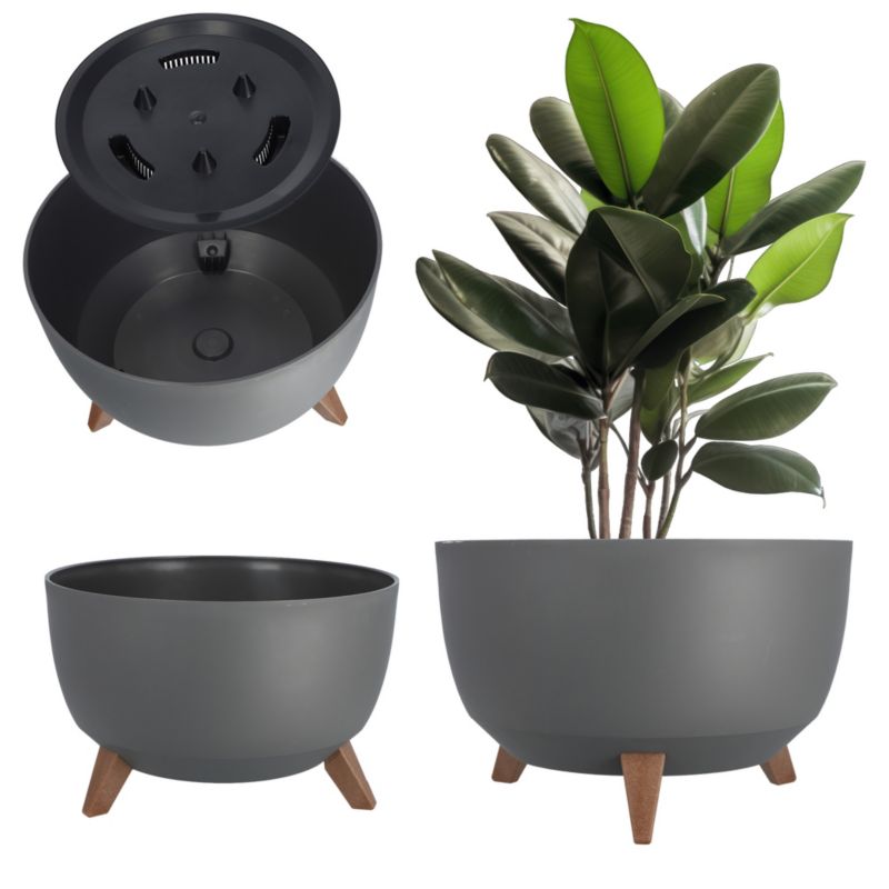 Doniczka KADAX Donica Na Kwiaty 40 cm Osłonka + Wkład Nóżki Kwietnik Antracyt 1 szt.