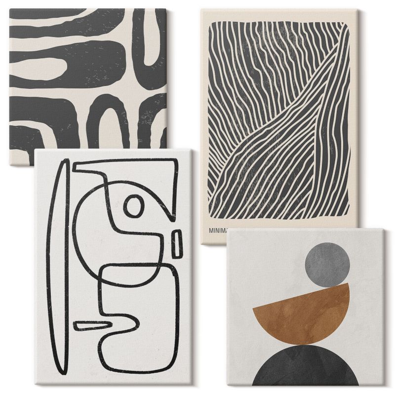 Galeria Obrazów Na Płótnie Wallfluent Abstrakcyjne wzory linie tekstury 4 szt.