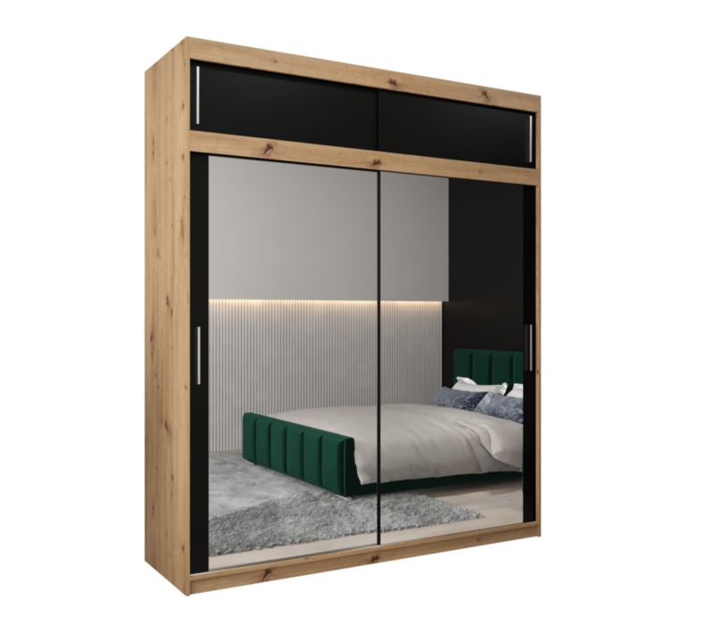 Szafa przesuwna Garderoba Abiks Tokyo 3 200 artisan + czarny z nadstawką 1 szt.