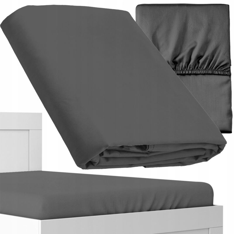 Prześcieradło z gumką Detexpol 160x200cm satynowe mikrofibra grafitowe 1 szt.