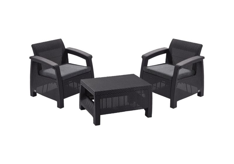 Zestaw Mebli ogrodowych Keter Corfu Weekend 2-osobowy Grafit, 1kpl.