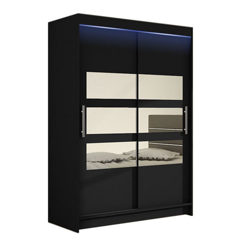 Szafa MIRJAN 24 z drzwiami przesuwnymi Miami V z oświetleniem RGB czarny/lustro 1 szt.