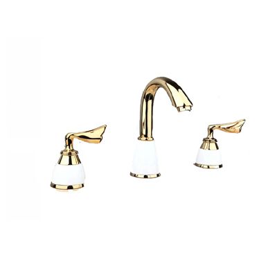 Bateria umywalkowa Lauferi FAMEA mosiężna trójotworowa złota retro 1 szt.