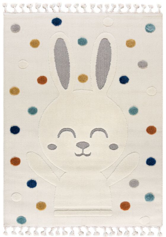 Dywan Dziecięcy Buffo Lepre Prostokąt Mazovia 120x170 cm Beżowy Kremowy Motyw Królik, Kropki, Zwierzęcy 1 szt.