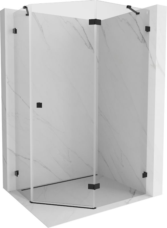Kabina prysznicowa Mexen Lunar pięciokątna uchylna prawa 100 x 80 cm transparent czarna 1 szt.