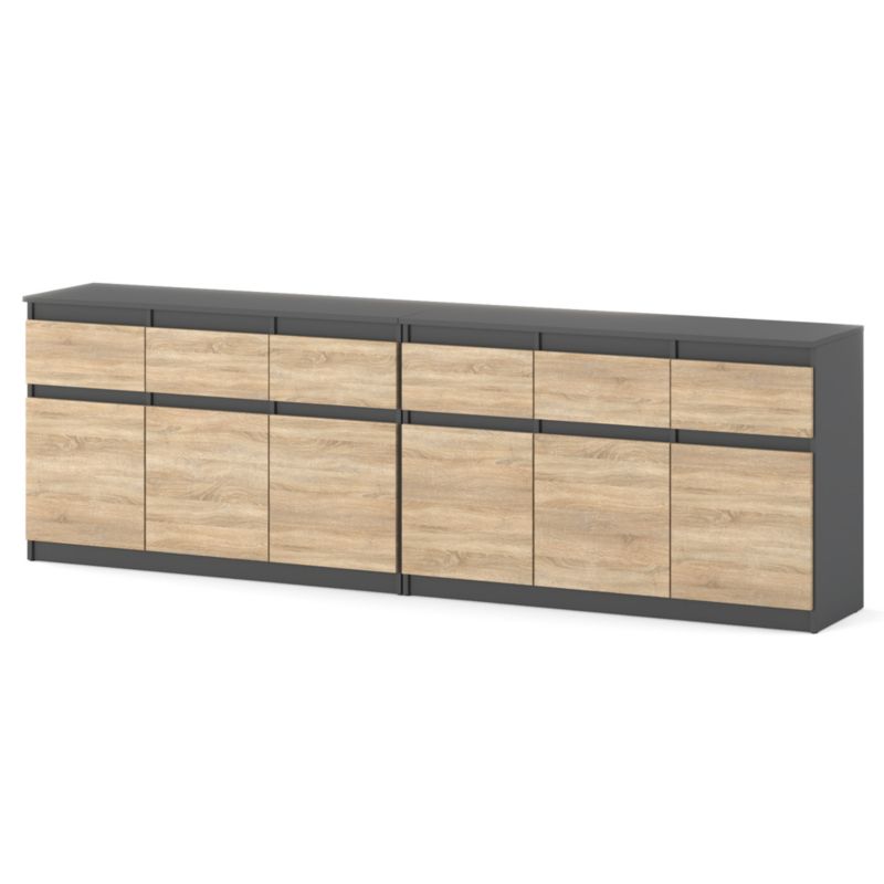 Komoda Hurtownia-Mebli Szuflady 6 Olia Best 240cm Szary Mat Dąb Sonoma 240x35x75 cm 1szt.