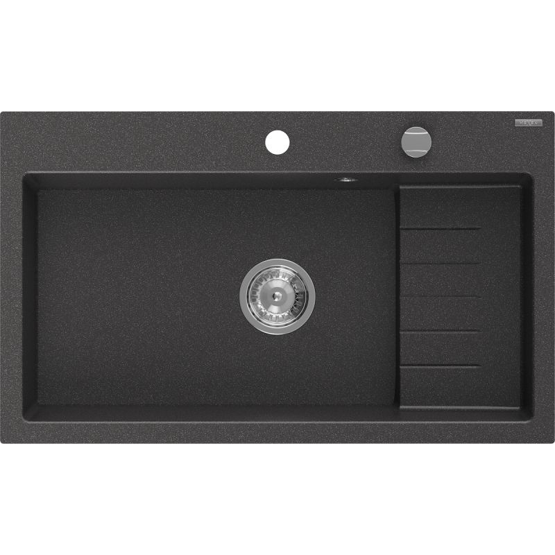 Zlewozmywak wpuszczany Mexen Omar 1-komorowy czarny nakrapiany 800x480 mm 6520801005-76