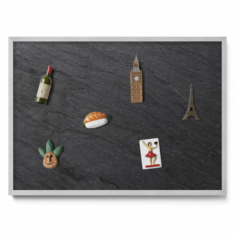 Tablica magnetyczna na ścianę Tulup 70x50 cm Tekstura kamiennej ściany w srebrnej ramie 1 szt.