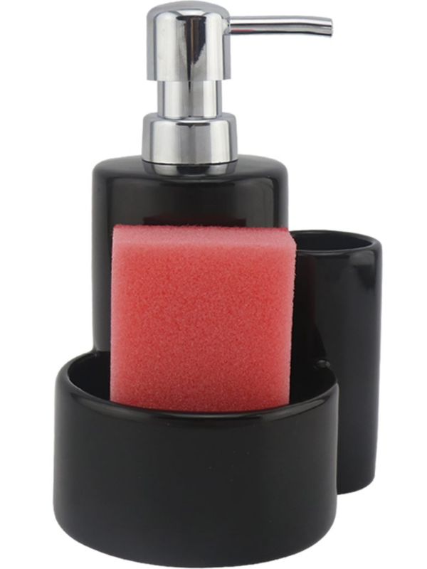 Dozownik ceramiczny Kuchinox Lupo 320 ml czarny błyszczący ze zmywakiem 1 szt.