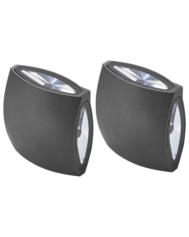Zestaw 2 lamp ściennych zewnętrznych LED Ramapo 15 cm Czarny 1 par.