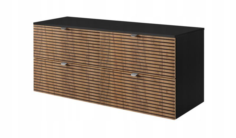 Szafka pod umywalkę Furnidea 120 cm z blatem czarna z frezowanym frontem 4 szuflady LOFT 1 szt.
