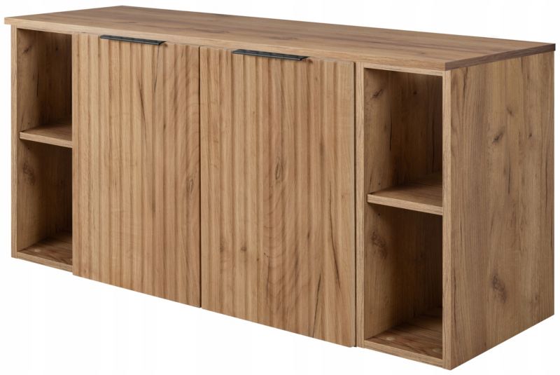 Szafka łazienkowa Furnidea 120 cm wisząca pod umywalkę dąb craft złoty Flow 1 szt.