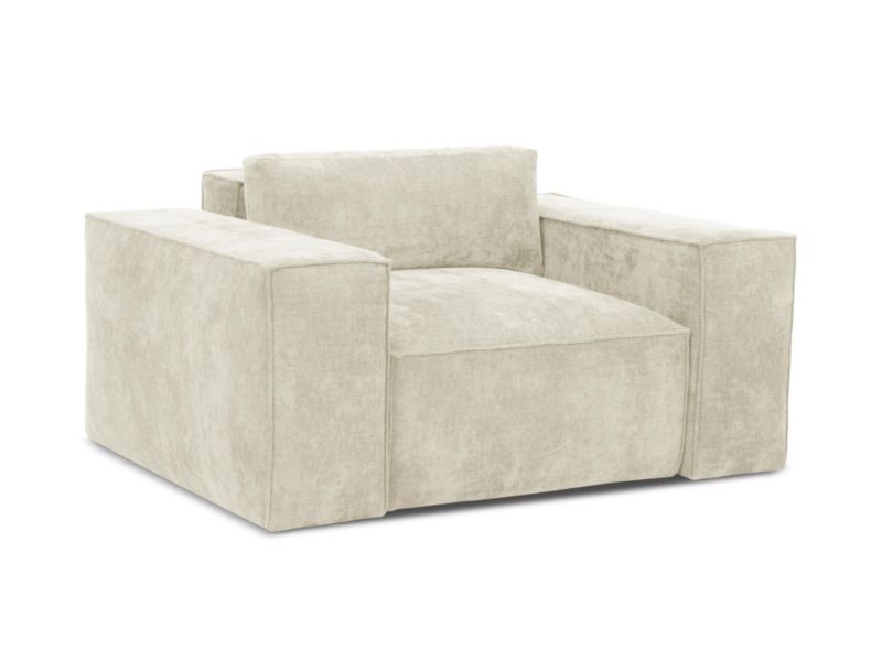 Fotel z funkcją spania LaMiaSofa Asti z tkaniny szenilowej 157x113 cm beżowy 1 szt.