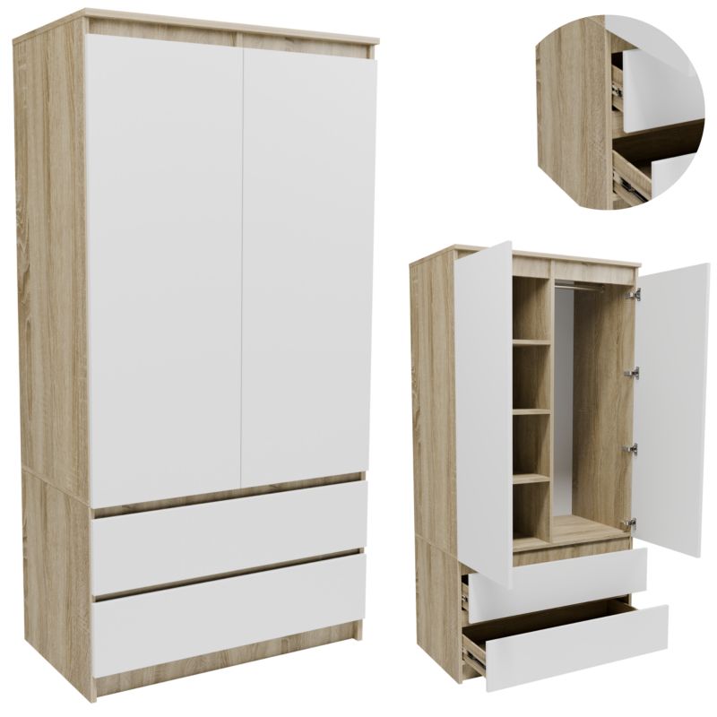 Szafa Matkam S902D2SZSOB garderoba 90cm dąb sonoma-biały 1 szt.