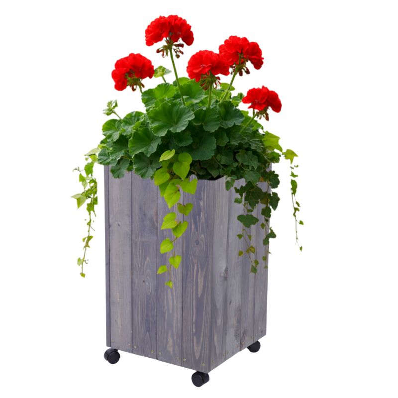 Donica drewniana MODO24 86x37x37 cm impregnowana szara na kółkach 1 szt.