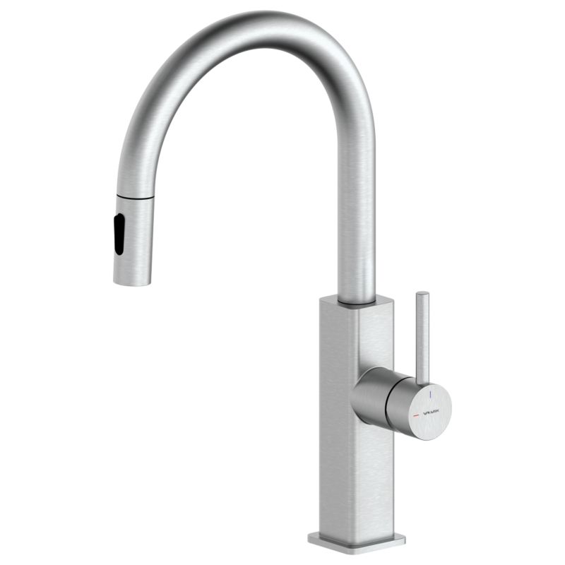 Bateria kuchenna Valvex Monta z wyciąganą wylewką stal szczotkowana