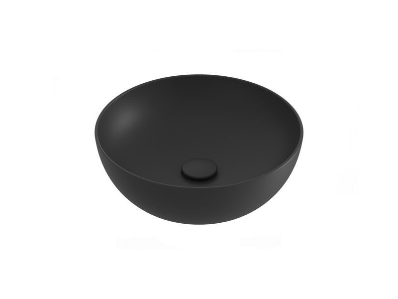 Okrągła umywalka ceramiczna nablatowa Ravak Uni 400 B Slim cienkościenna czarny mat 1szt