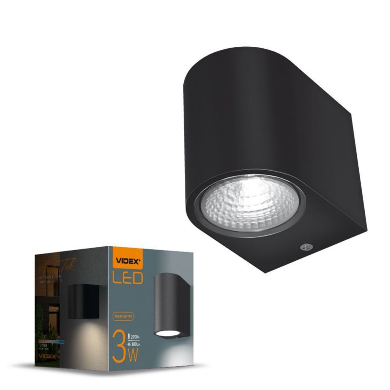 Kinkiet ścienny zewnętrzny Videx Pelle czarny LED 3W 2700K 270lm IP54 wym: 8,1 x 6,8 x 9,2 cm aluminium - 1 szt.