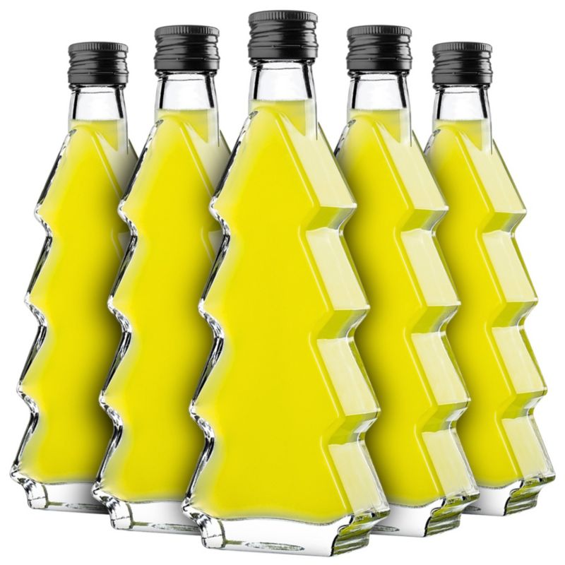 Butelka KADAX szklana choinka 200ml z czarną zakrętką 10 szt.