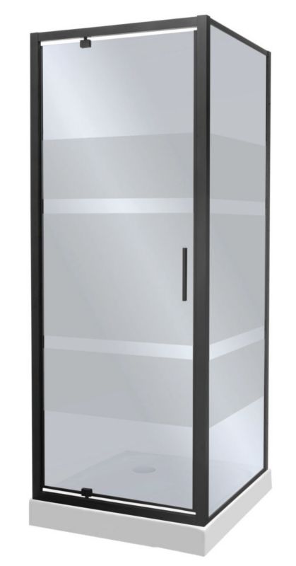 Kabina prysznicowa z brodzikiem Kerra Tomar 90x90 cm uchylna czarne szkło z pasami 1 szt.