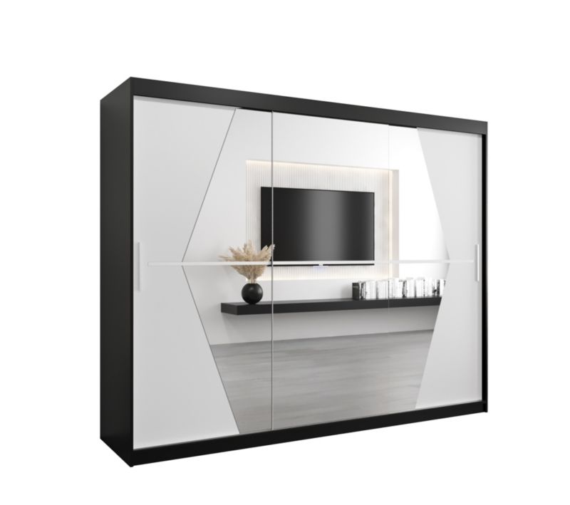 Szafa przesuwna Garderoba Abiks BOLIWIA 250 czarny mat + biały mat 1 szt.