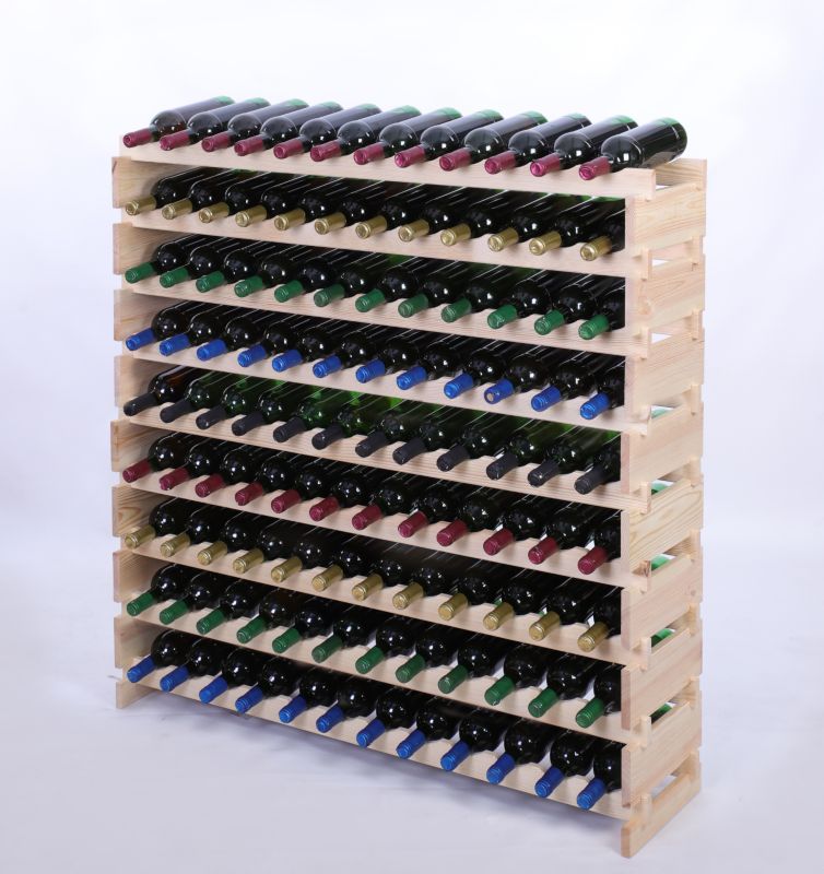 Stojak na wino MODO24 regał modułowy na butelki 9 leżni x 12 butelek montaż bez narzędzi naturalne drewno 1 szt.