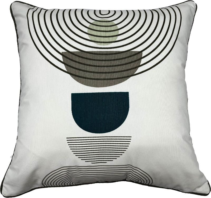 Poduszka bawełniana 45 x 45 cm z lamówką szaro granatowa