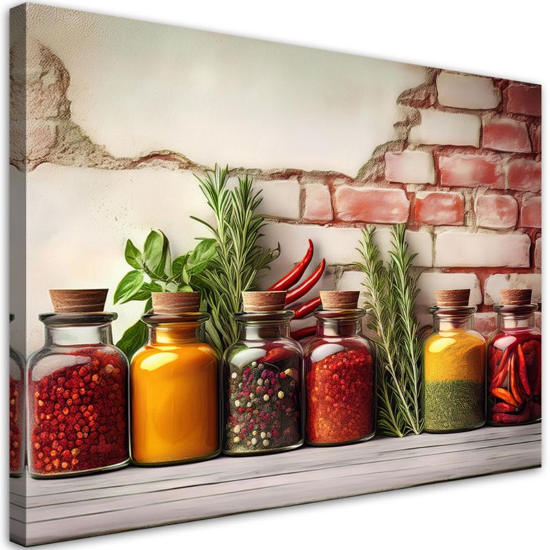 Obraz na płótnie Feeby Przyprawy w Słoiczkach Kolorowe 90x60cm 1szt