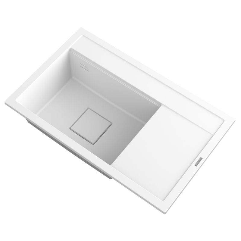 Zlewozmywak Granitowy Jednokomorowy Biały Granitan Zestaw Rendo Bateria Syfon 5w1 1 kpl.