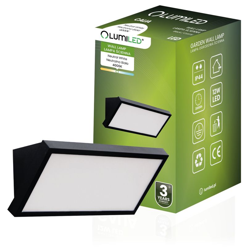 Lampa Ogrodowa Lumiled Zewnętrzna Kinkiet Elewacyjny 12W LED IP44 1 szt.