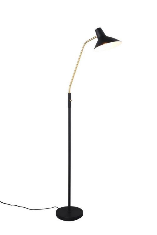 Lampa podłogowa stojąca Trio Traveller czarno-mosiężny do czytania 1 x E27 x 20W wym: 145 x 58 x 23 cm - 1 szt.