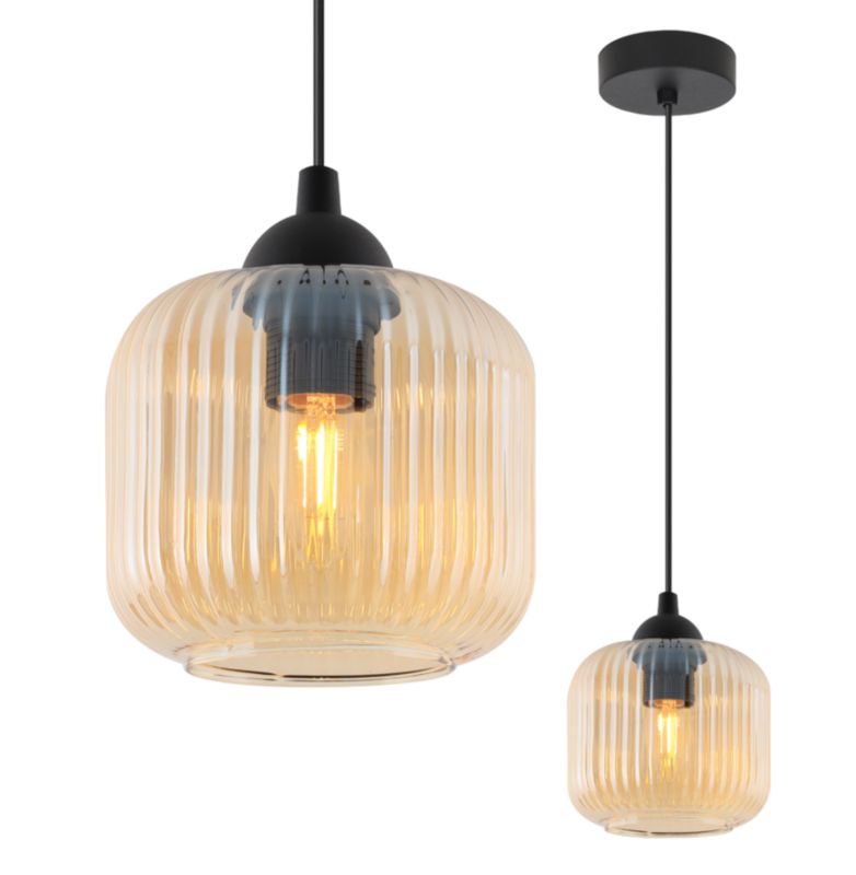 Lampa sufitowa wisząca Light Home LH Riffle Walec 1x E27 60W miodowy 1szt.