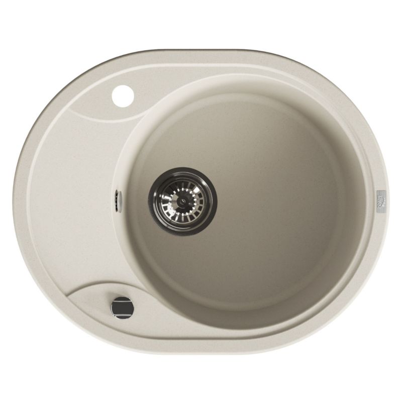 Zlewozmywak Jednokomorowy, Laveo, Beżowy z Ociekaczem, 47x58cm z syfonem, 1 szt.