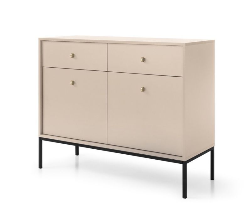 Komoda dwudrzwiowa z szufladami Bettso Molly 104 cm na czarnym stelażu beżowy 1szt.