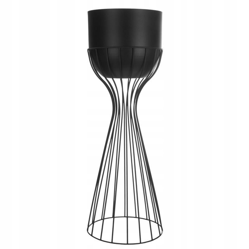 Urokliwe Wnętrza Kwietnik Stojący Metal Czarny Matowy Stojak Loft Druciany 56Cm - 1 szt.