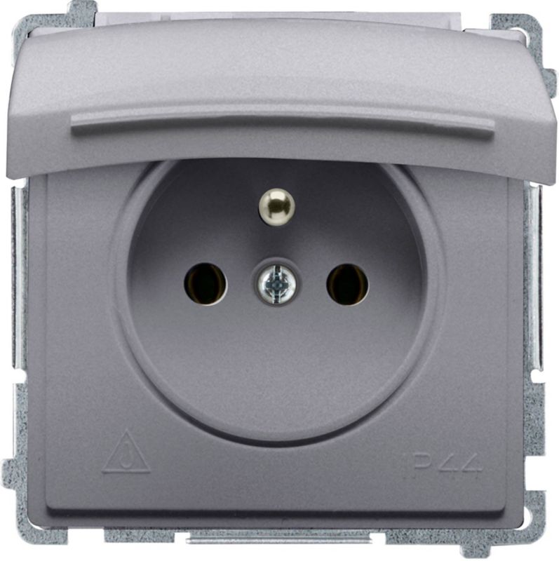 Gniazdo pojedyncze Kontakt-Simon Basic IP44 z uziemieniem inox