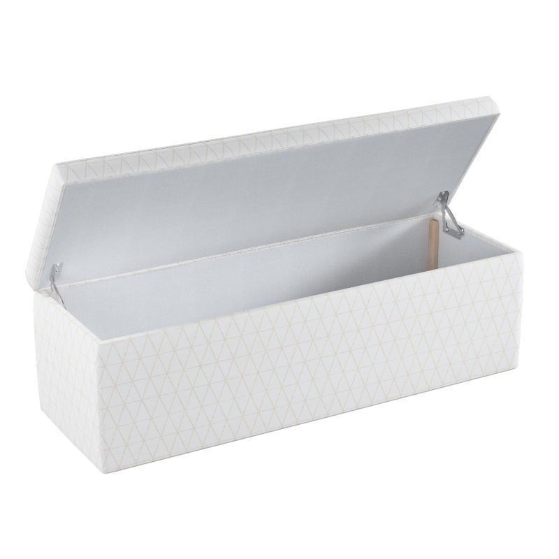 Skrzynia tapicerowana Dekoria 120 x 40 x 40 cm beżowe trójkąty na kremowo-białym tle 1 szt.