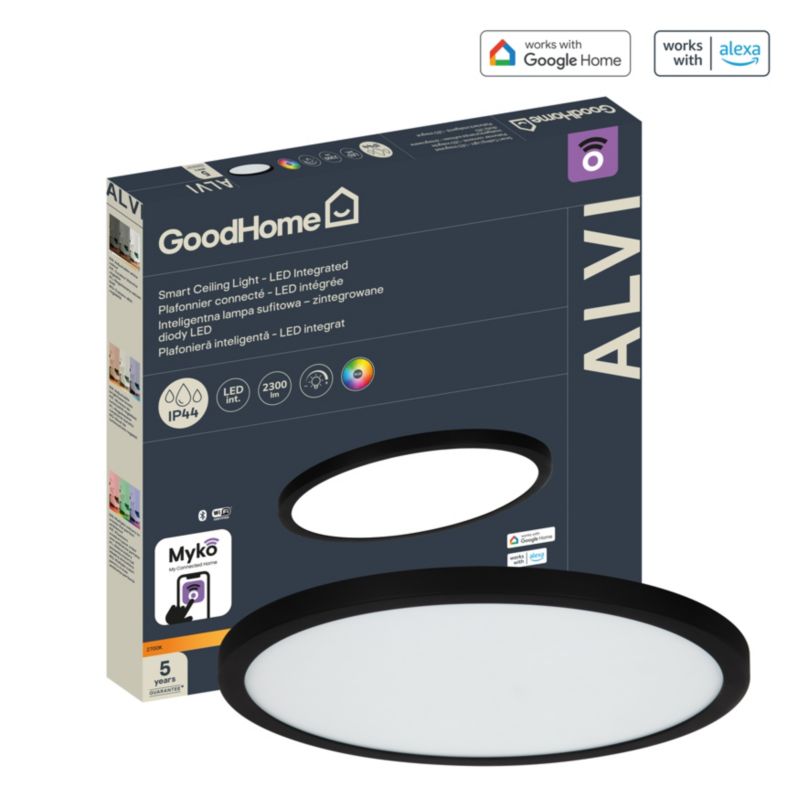Plafon smart GoodHome Myko 2300 lm RGB CCT czarny