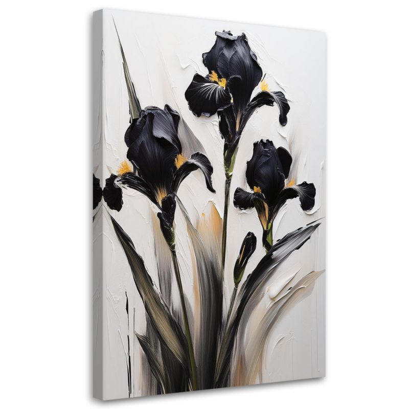 Obraz na płótnie Feeby Czarne Irysy Kwiaty 60x90cm 1szt