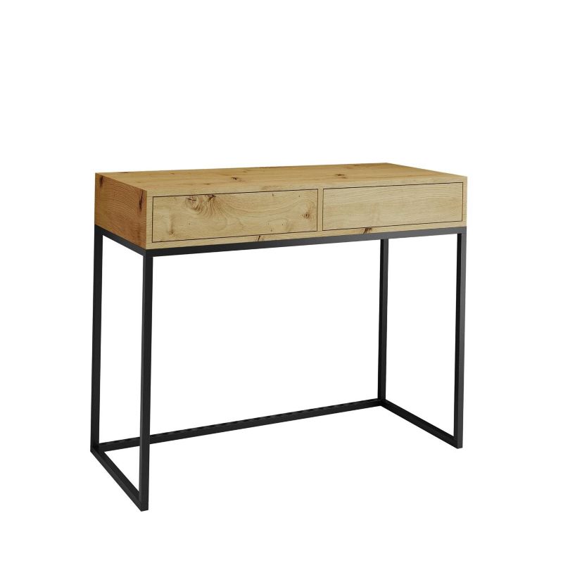 Toaletka z szufladami Bettso Cubic 80 cm w loftowym stylu na czarnym stelażu dąb wotan 1szt.