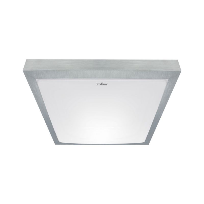Plafon sufitowy lampa Struhm Alex srebrno-biały LED 12W 4000K 840lm łazienkowy IP44 wym: 8 x 27 x 27 cm tworzywo sztuczne - 1 szt.