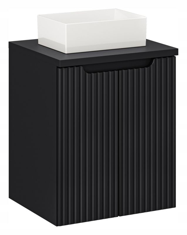 Szafka pod Umywalkę łazienkowa 50 cm Wisząca z Blatem Czarny Nova Black Czarna z Umywalką Furnidea 1szt.