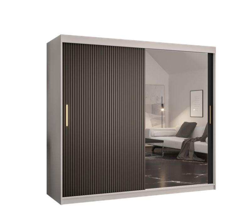 Szafa przesuwna Abiks RIFLO SLIM 2 200 biały mat + czarny mat 1 szt.