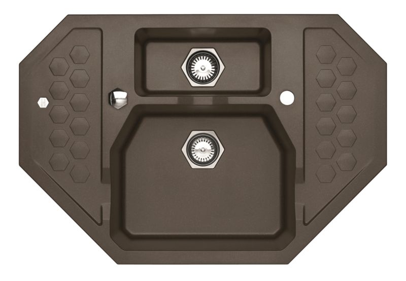 Zlewozmywak granitowy Alveus SENSUAL 60 kol. 03 chocolate (90x61) 1,5-komorowy 1szt