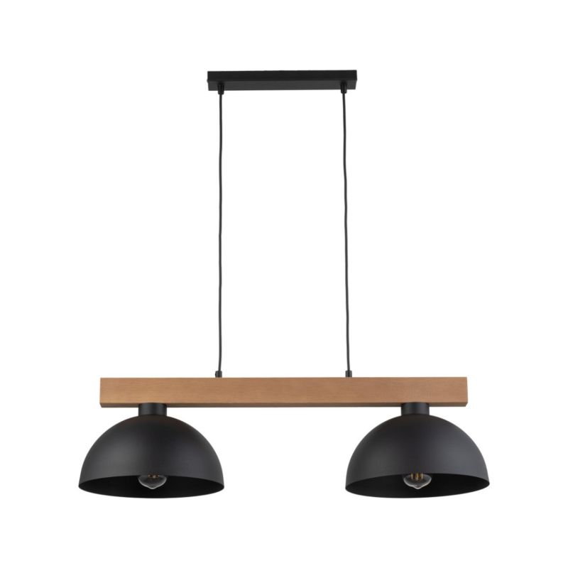 Lampa wisząca TK-Lighting Oslo 7110 czarna-jasne drewno nad stół 2xE27 x 15W 1 szt.