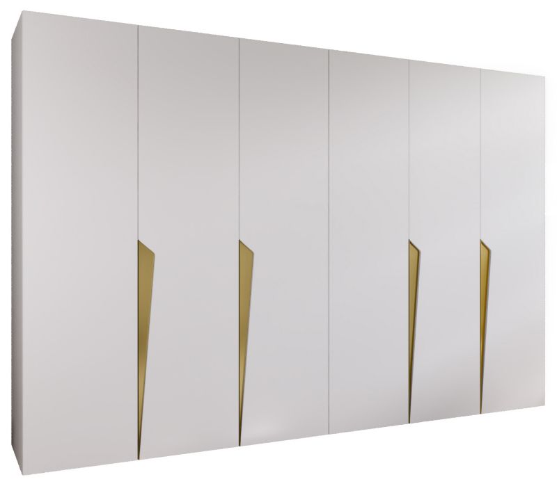 Szafa uchylna otwierana Abiks PIANO 1 300 (2x150) wys 202 cm Biały + Złoty 1 szt